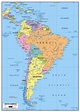 Large political map of South America with roads and major cities ...