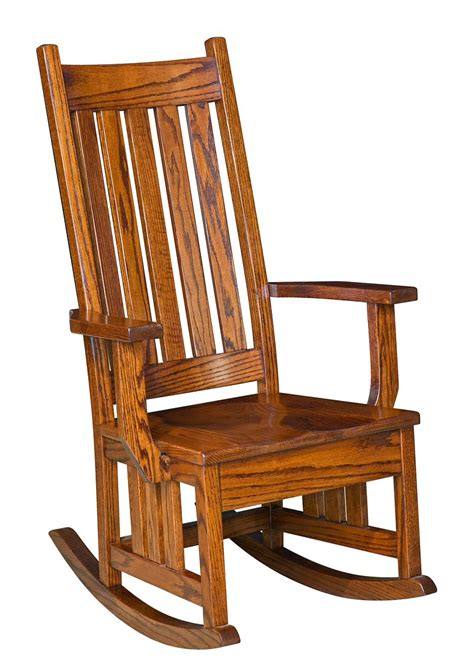 Amish Mission Craftsman Solid Wood Rocking Chair Rocker Slat Back