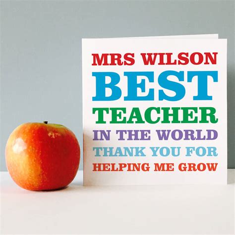 Personalised Best Teacher In The World Card By A Type Of Design
