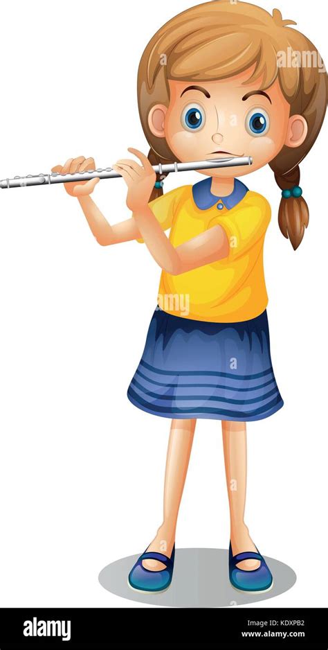 Girl Playing Flute Alone Illustration Stock Vector Image Art Alamy
