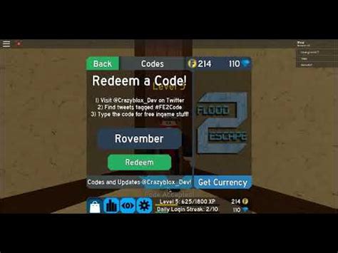Full list of new codes to redeem! Flood Escape 2 | 180 Coins Codes - YouTube