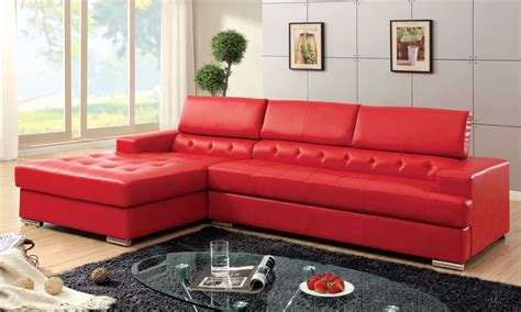 Floria Red Bonded Leather Match Sectional From Furniture Of America