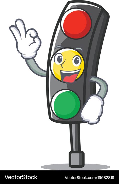 Okay Traffic Light Character Cartoon Royalty Free Vector