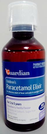 Enter childs weight in kg and get automatic calculation of the dose in mls and how many times a day to be given. Guardian children's paracetamol elixir for 1 to 5 years ...