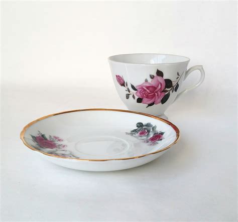 Vintage Pink Roses Tea Cup And Saucer