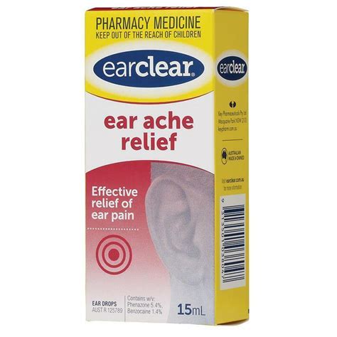 Ear Clear Ear Ache Relief Drops 15ml Effective Relief Of Ear Pain