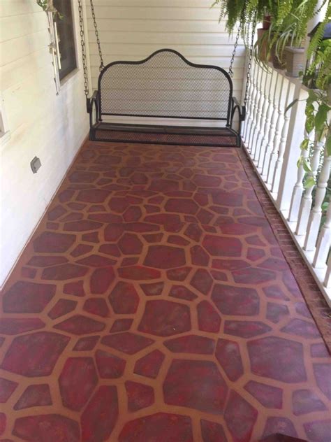 When deciding which color to paint the floor, i knew i either wanted navy and white stripes or a light gray color. Hometalk | Painted Concrete Porch With a Stone Stencil