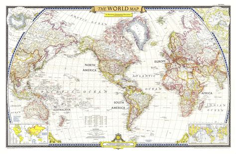 The World 1951 Wall Map By National Geographic Mapsales