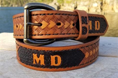 Western Personalized Leather Belt With Name And Initials Engraved