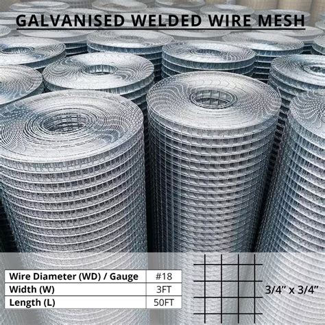 Galvanised Welded Wire Mesh 1 X 12 X 18g Wd X 3 W X 50 L