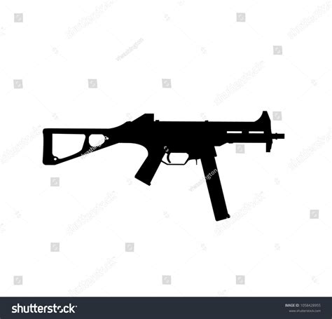 Black Silhouette Submachine Gun Stock Vector Royalty Free 1058428955