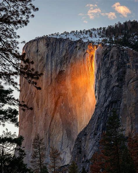 Firefall At Horsetail Waterfall In Yosemite National Park Unusual