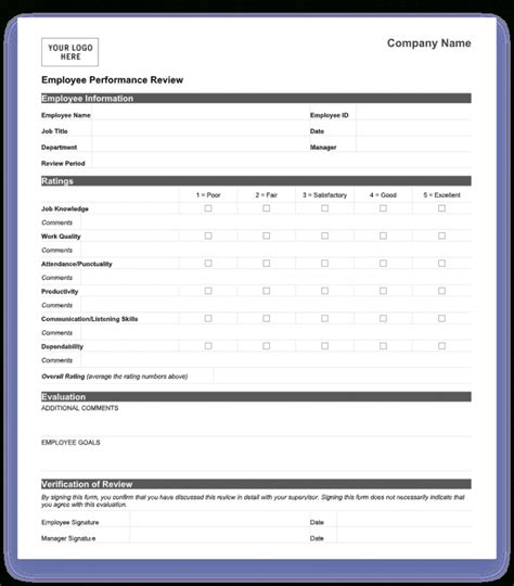 Printable Free Employee Evaluation Form Template Word Printable Forms