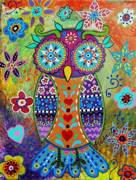 Whimsical Owl Painting By Pristine Cartera Turkus Fine Art America
