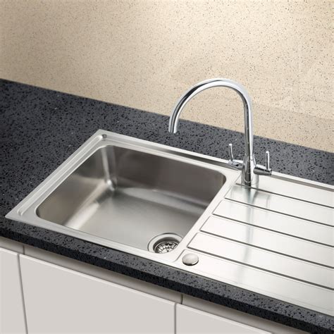 Stainless steel single bowl kitchen sink. Stainless Steel Single Bowl Kitchen Sink & Drainer 1000 x ...