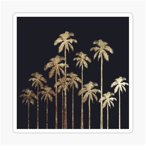 Glamorous Gold Tropical Palm Trees On Black Sticker For Sale By