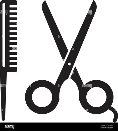 Comb And Scissors Icon Template Black Color Editable Comb And Scissors
