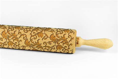 Floral Embossing Wooden Rolling Pin Woods Good