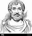 Retrato de Aristóteles en la línea art illustration. Él era el griego ...