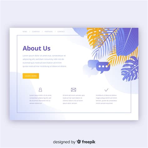 About Us Landing Page Template Free Vector