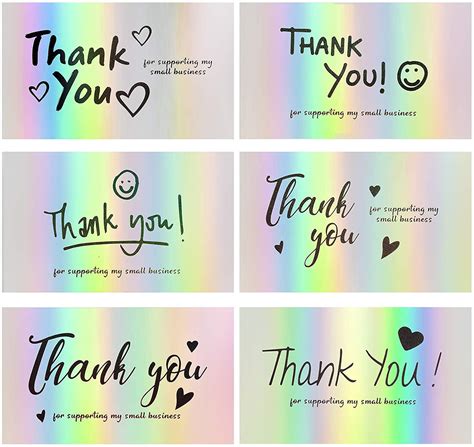 Hdy 120pcs Thank You Cards Small Business Mini 6 Styles Thank You For
