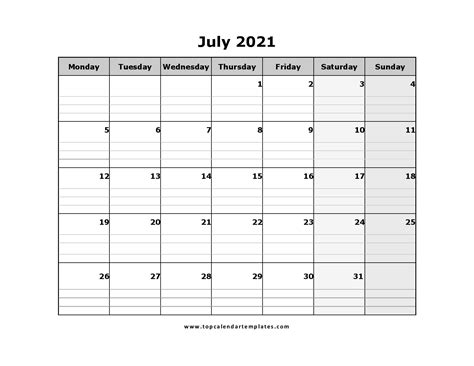 Free July 2021 Calendar Printable Calendar Printables Free Templates