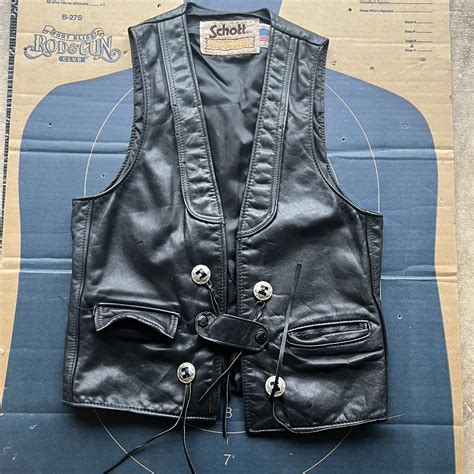 Schott Nyc Western Leather Vest Size Medium Usa Depop