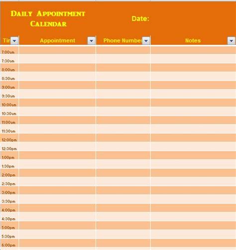 Weekly Appointment Calendar Excel ~ Excel Templates