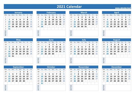 Printable Calendar With Week Numbers 2021 2021 Printable Calendars