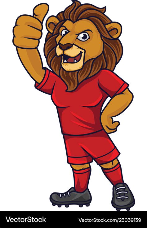Cartoon Lion Soccer Mascot Showing Thumb Up Vector Image