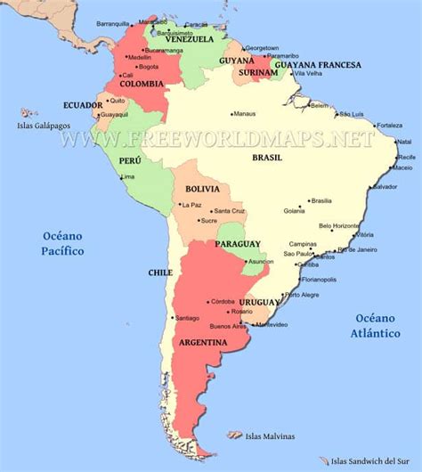 Mapa Político De Sudamérica