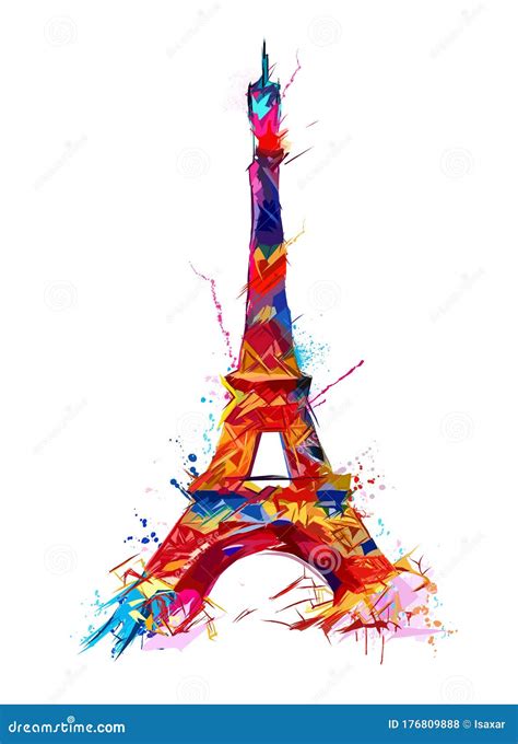 Colorful Representation Of Eiffel Tower In Paris Stock Vector