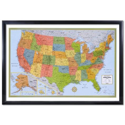 32x50 Rand Mcnally United States Usa Wall Map Framed Edition Walmart