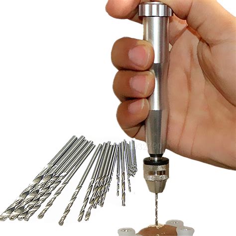 Mini Micro Aluminum Hand Drill With Keyless Chuck Hand Twist Drill Pc High Speed Steel Twist
