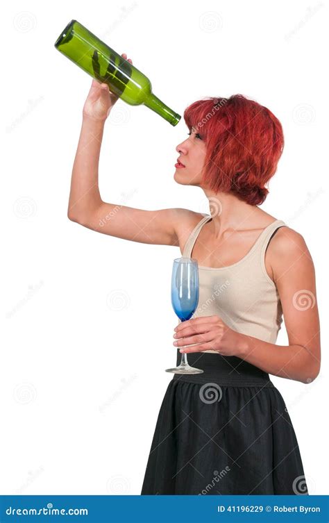 Woman With Empty Wine Bottle Stock Image Image Of Empty Lifestyle