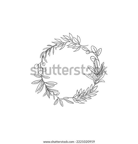 Line Drawing Eucalyptus Wreath Stock Vector Royalty Free 2221020959