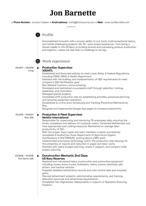 Resume Examples By Real People Production Manager Resume Example