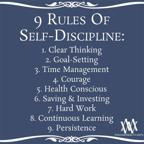 9 Rules Of Self Discipline In 2020 Self Discipline Discipline Quotes