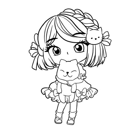 Cute Anime Girls Coloring Pages Coloring Nation