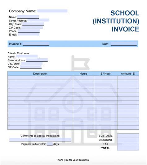 School Fees Invoice Template