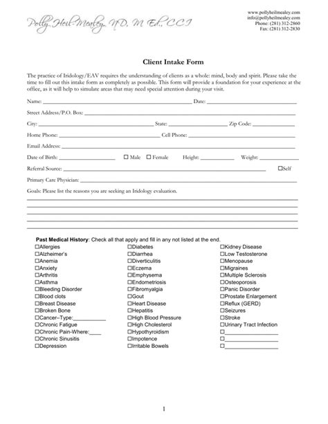 Accounting Client Intake Form Template
