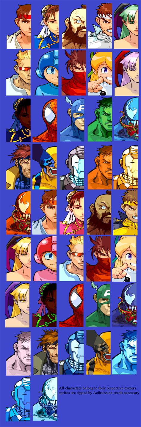Arcade Marvel Vs Capcom Character Select Portraits Marvel Vs Capcom Capcom Characters