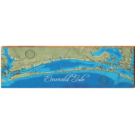 Emerald Isle North Carolina Map Wooden Sign Wall Art Print Etsy