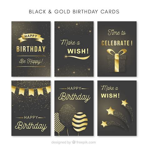 Download Vector Collection Of Elegant Golden Birthday Card Vectorpicker