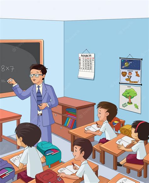 Premium Vector Vector Illustration Showing Teacher Teaching On The