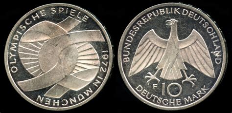 1972 D Germany Federal Republic 10 Mark Munich Olympics Silver