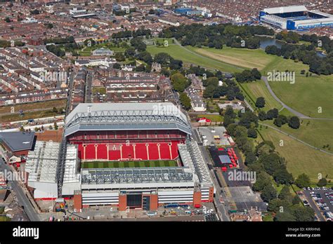 An Aerial View Of Liverpool Showing Anfield In The Foreground And