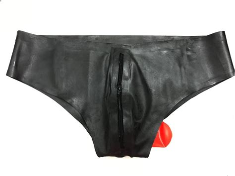 Yilen Latex Panties Underwear Latex Shorts With Ring Anal Sheath With Front Zipper Sexy Panty