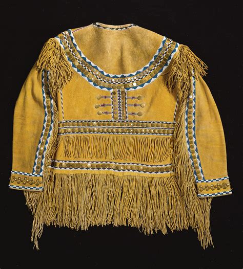 Fine Western Apache Beaded And Fringed Tailored Hide Tailored Shirt