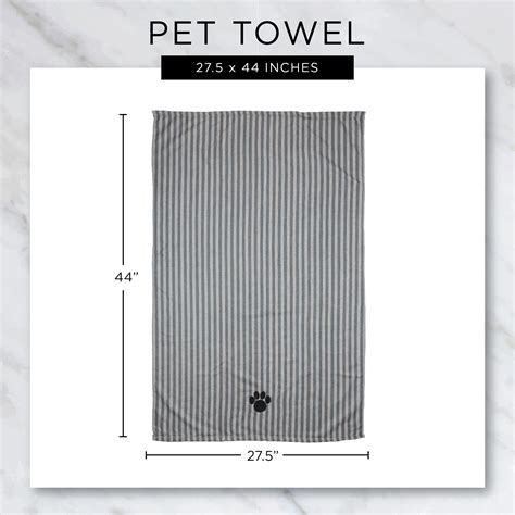 Gray Stripe Embroidered Paw Pet Towel Dii Home Store